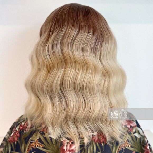Ash Blonde Ombre Wavy Bob Small Lace Wig | Zoey - Picture 11 of 13